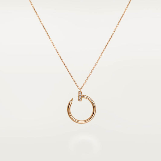 Cartier 18K rose gold nail pendant paired with a little diamond necklace JUSTE UN CLOU