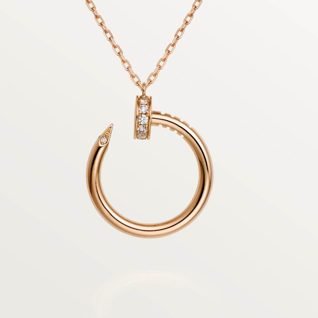 Cartier 18K rose gold nail pendant paired with a little diamond necklace JUSTE UN CLOU