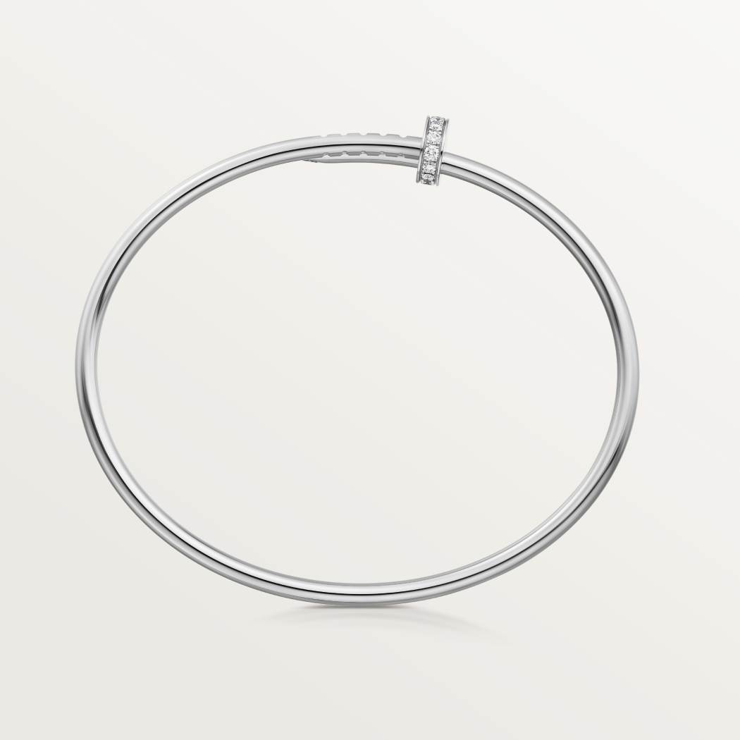 Cartier 18K white gold small nail bracelet with inverted diamonds