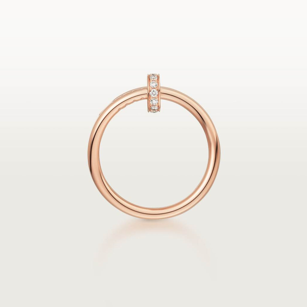 Cartier 18K rose gold nail ring with double circles with diamonds