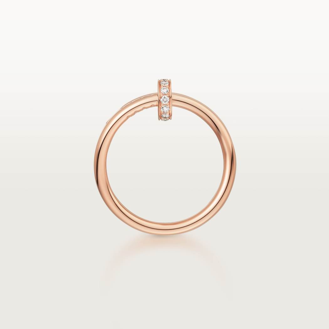 Cartier 18K rose gold nail ring with double circles with diamonds