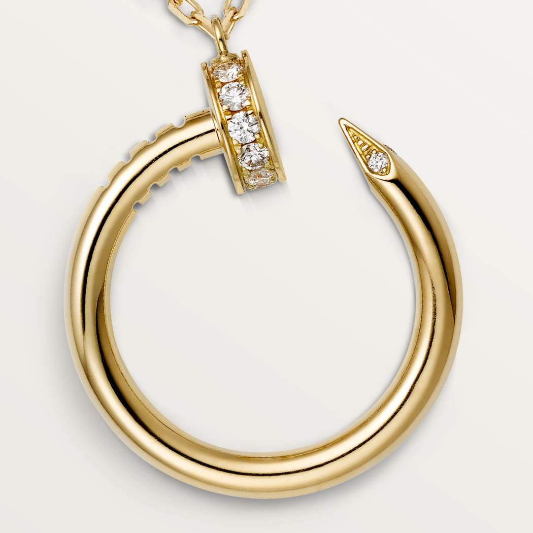 Cartier 18K gold nail pendant paired with a little diamond necklace JUSTE UN CLOU