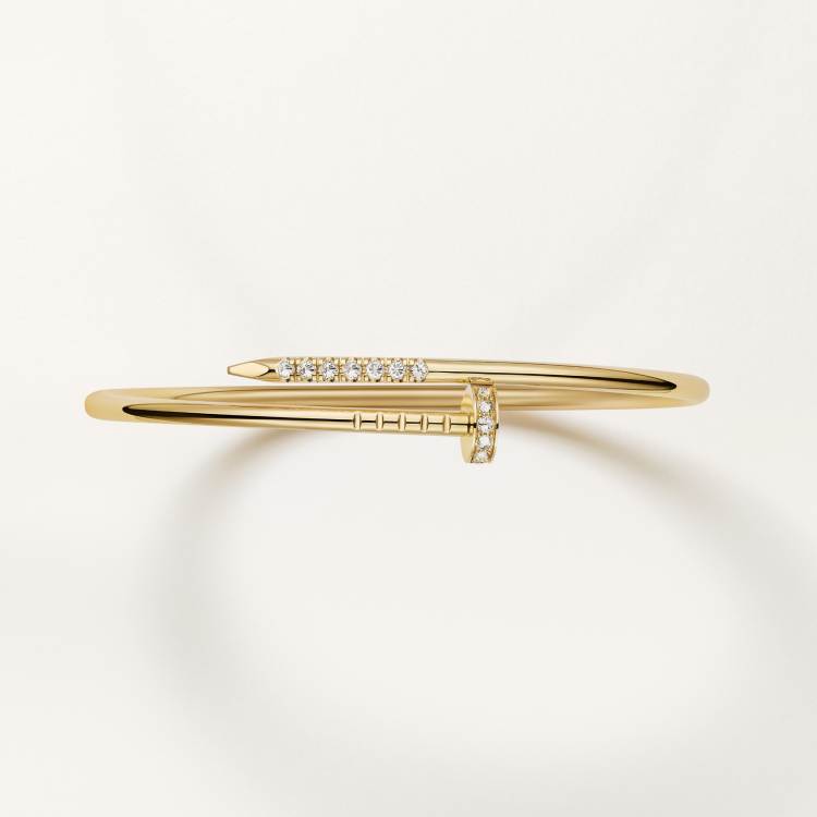 Cartier small 18K gold nail bracelet with diamonds on both sides