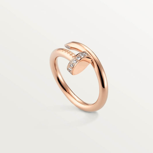 Cartier 18K rose gold nail ring with diamonds is available all sizes