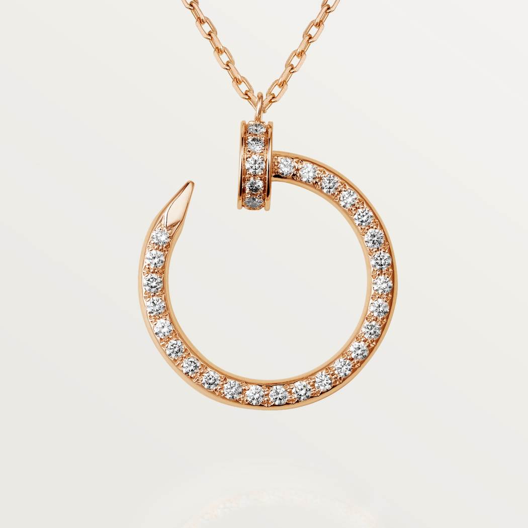 Cartier 18K rose gold nail pendant paired with full of diamonds necklace JUSTE UN CLOU