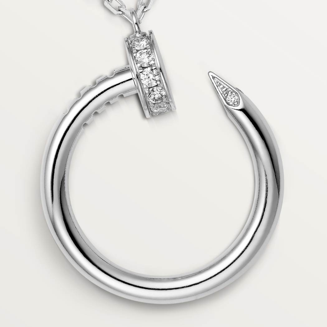 Cartier 18K white gold nail pendant paired with a little diamond necklace JUSTE UN CLOU