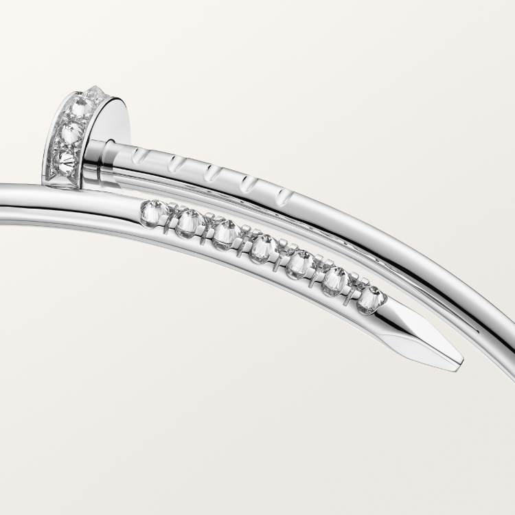 Cartier small 18K white gold nail bracelet with diamonds on both sides