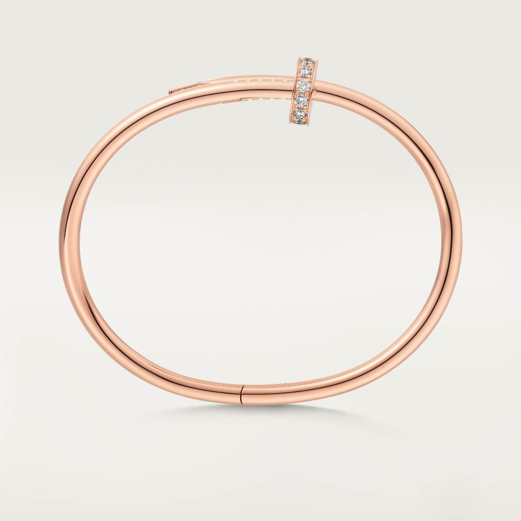 Cartier 18K rose gold small nail bracelet with inverted diamonds