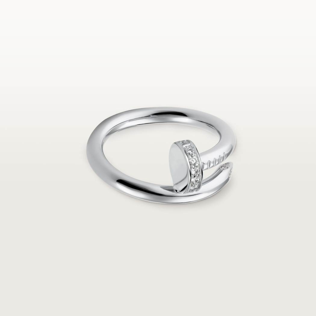 Cartier 18K white gold nail ring with diamonds is available all sizes
