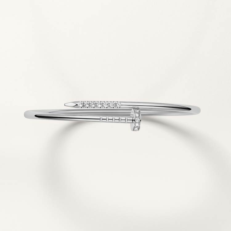 Cartier small 18K white gold nail bracelet with diamonds on both sides