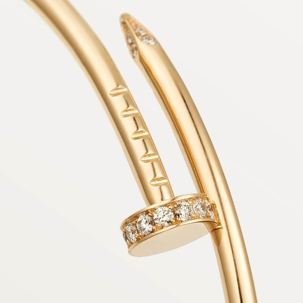 Cartier 18K gold small nail bracelet with inverted diamonds