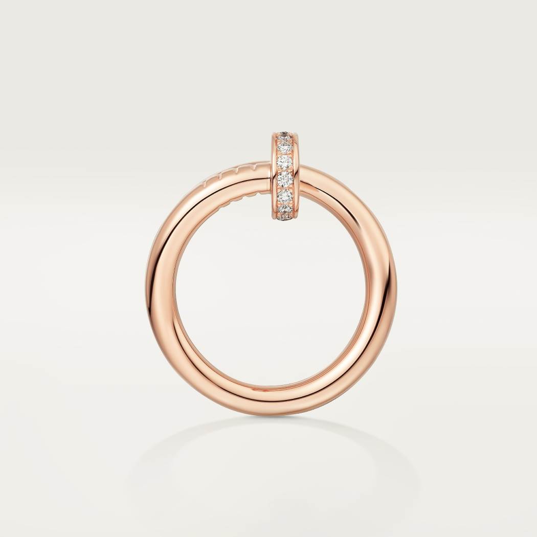 Cartier 18K rose gold nail ring with diamonds is available all sizes