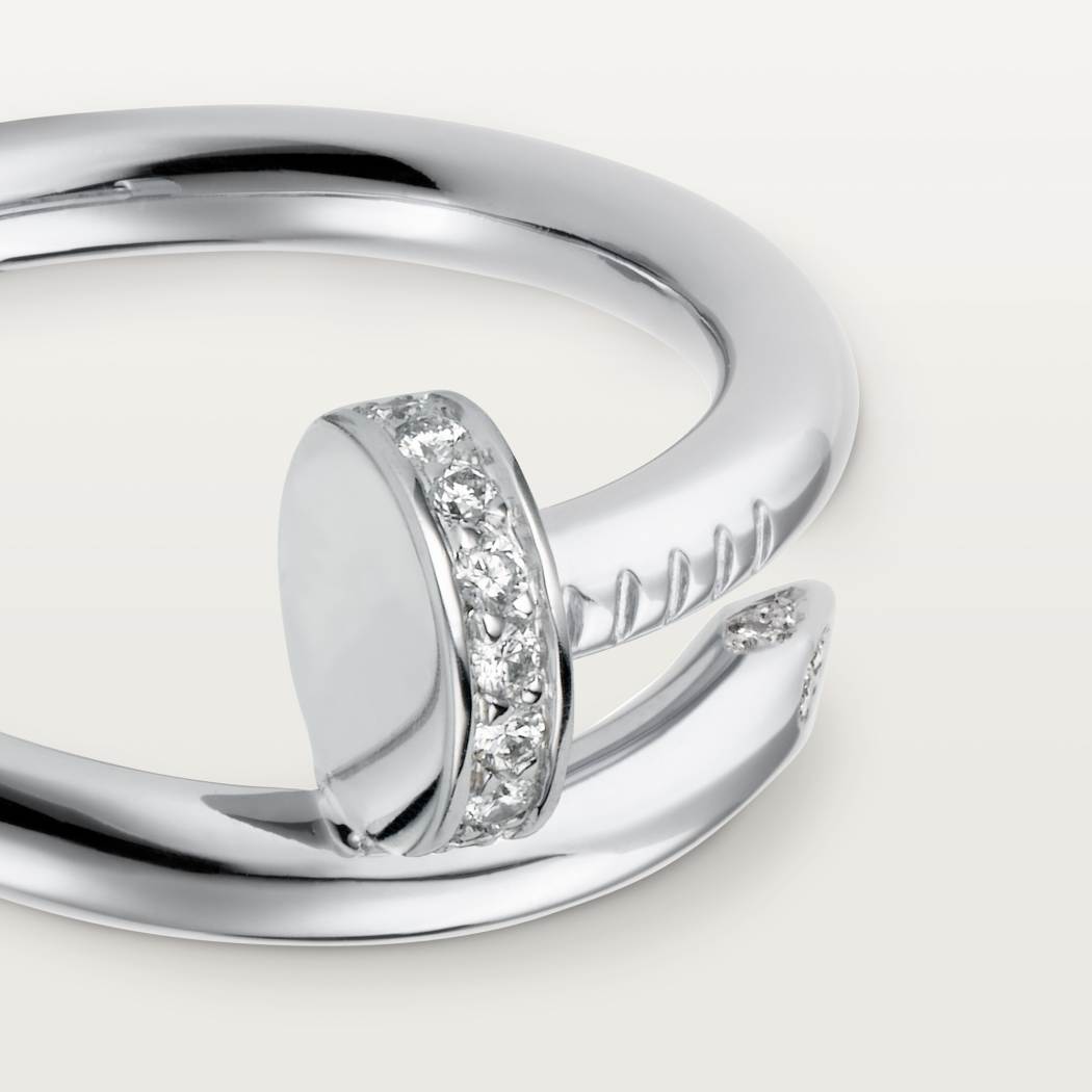 Cartier 18K white gold nail ring with diamonds is available all sizes