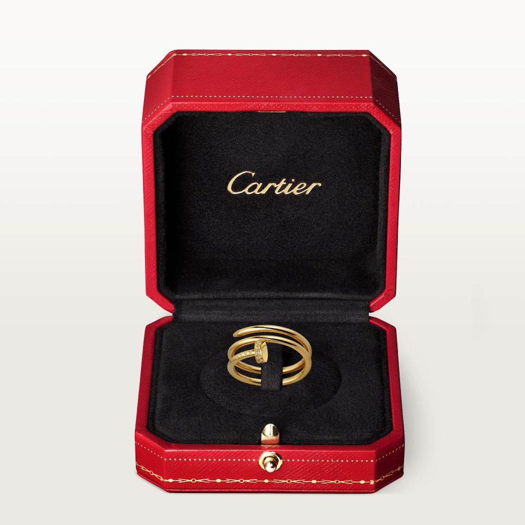 Cartier 18K gold nail ring with double circles with diamonds