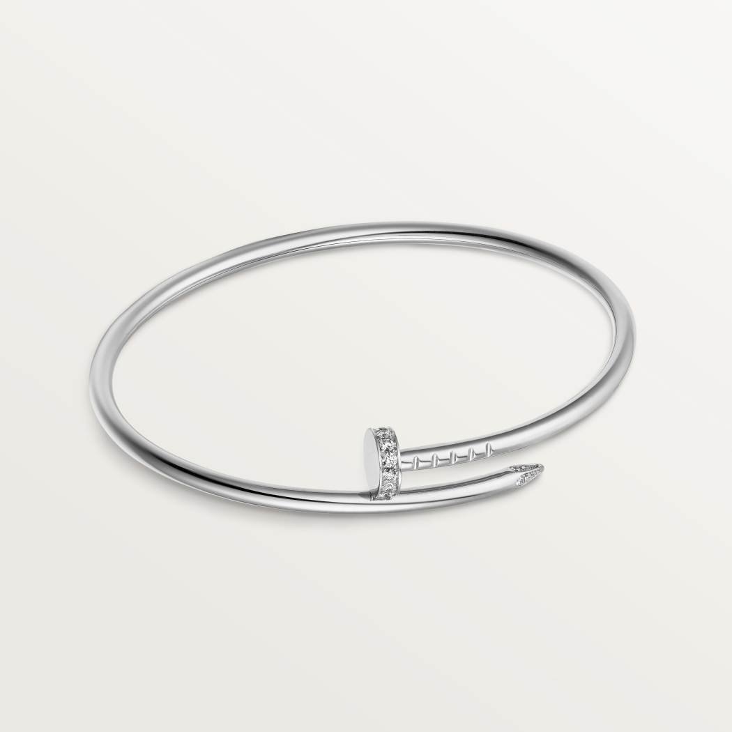 Cartier 18K white gold small nail bracelet with inverted diamonds
