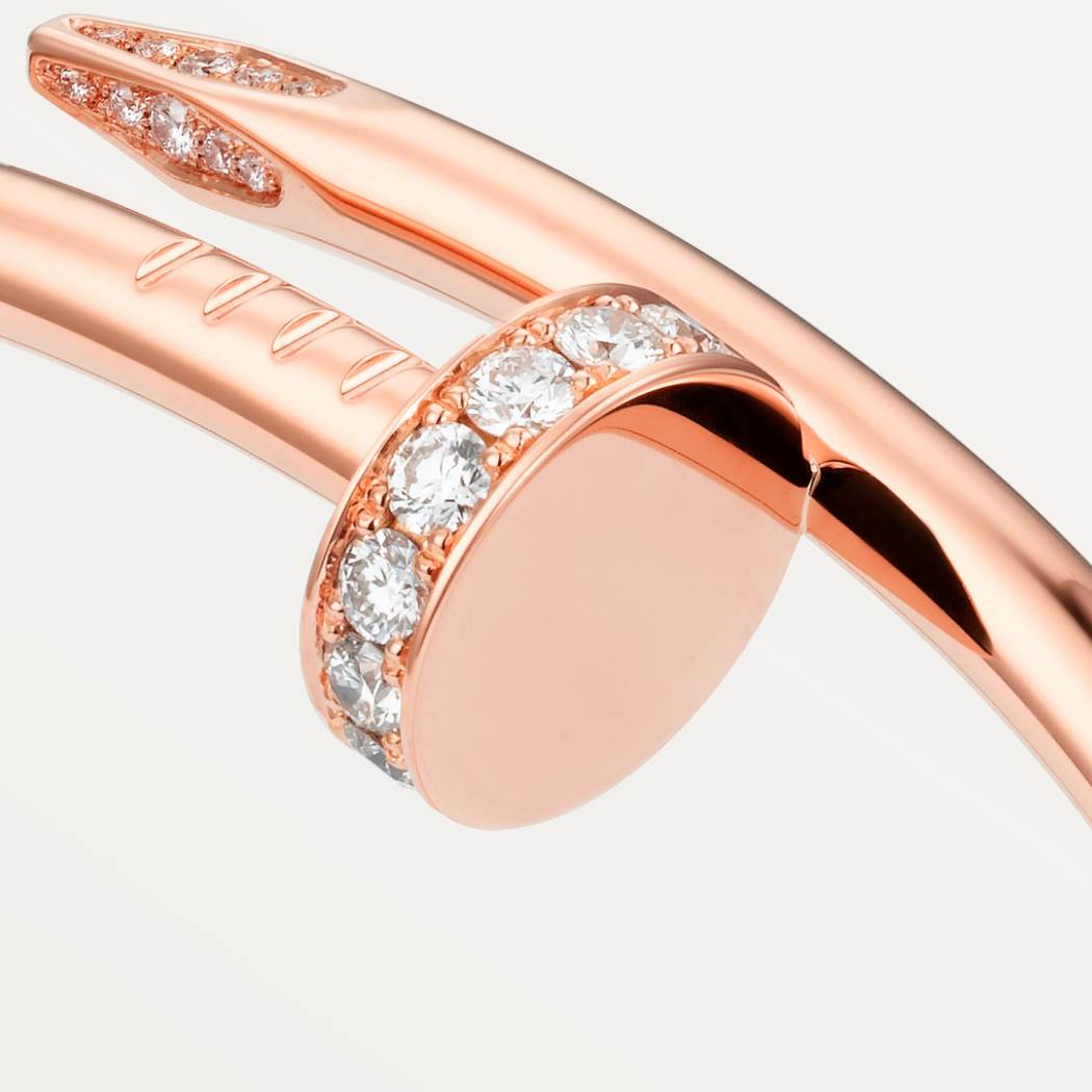 Cartier 18K rose gold small nail bracelet with inverted diamonds