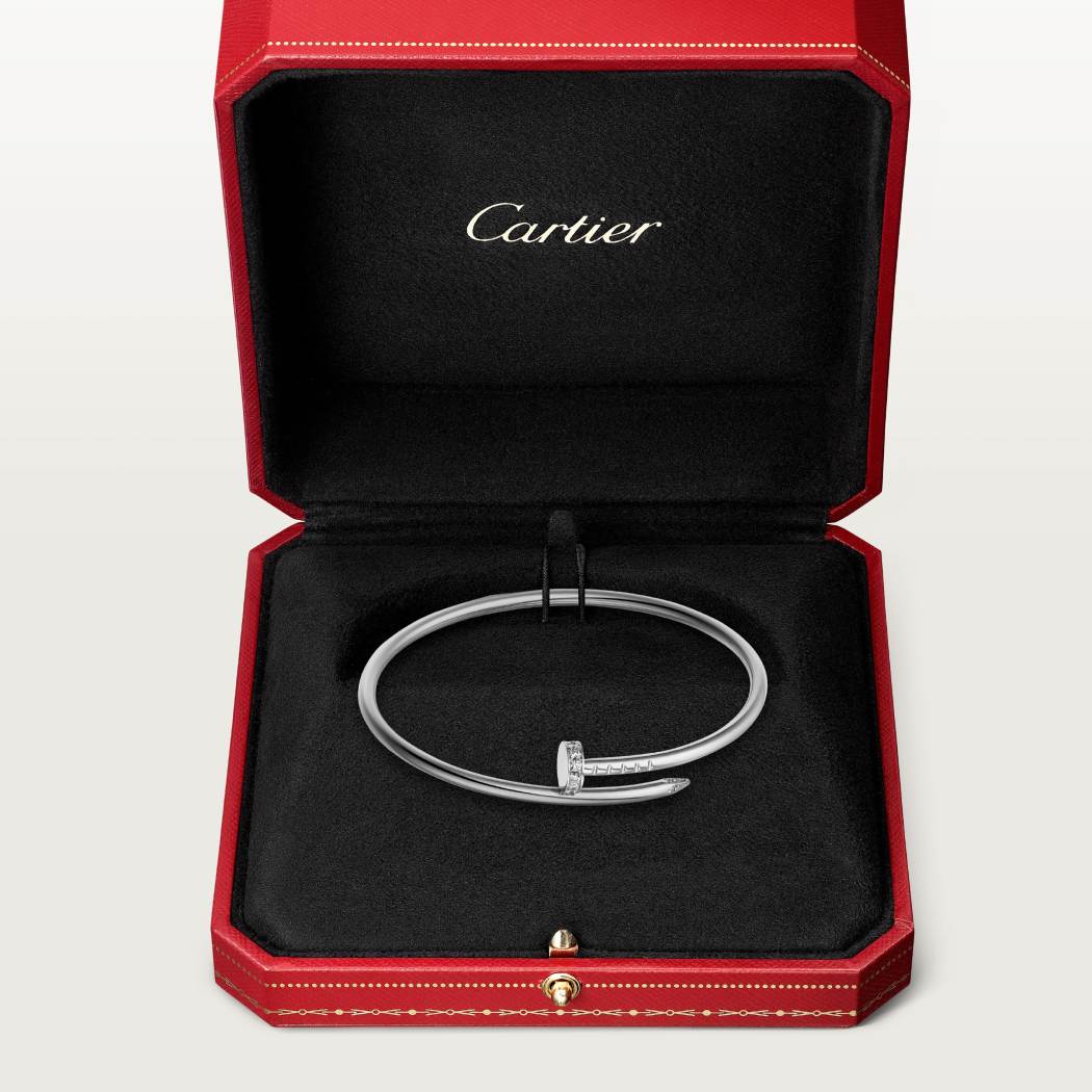 Cartier 18K white gold small nail bracelet with inverted diamonds