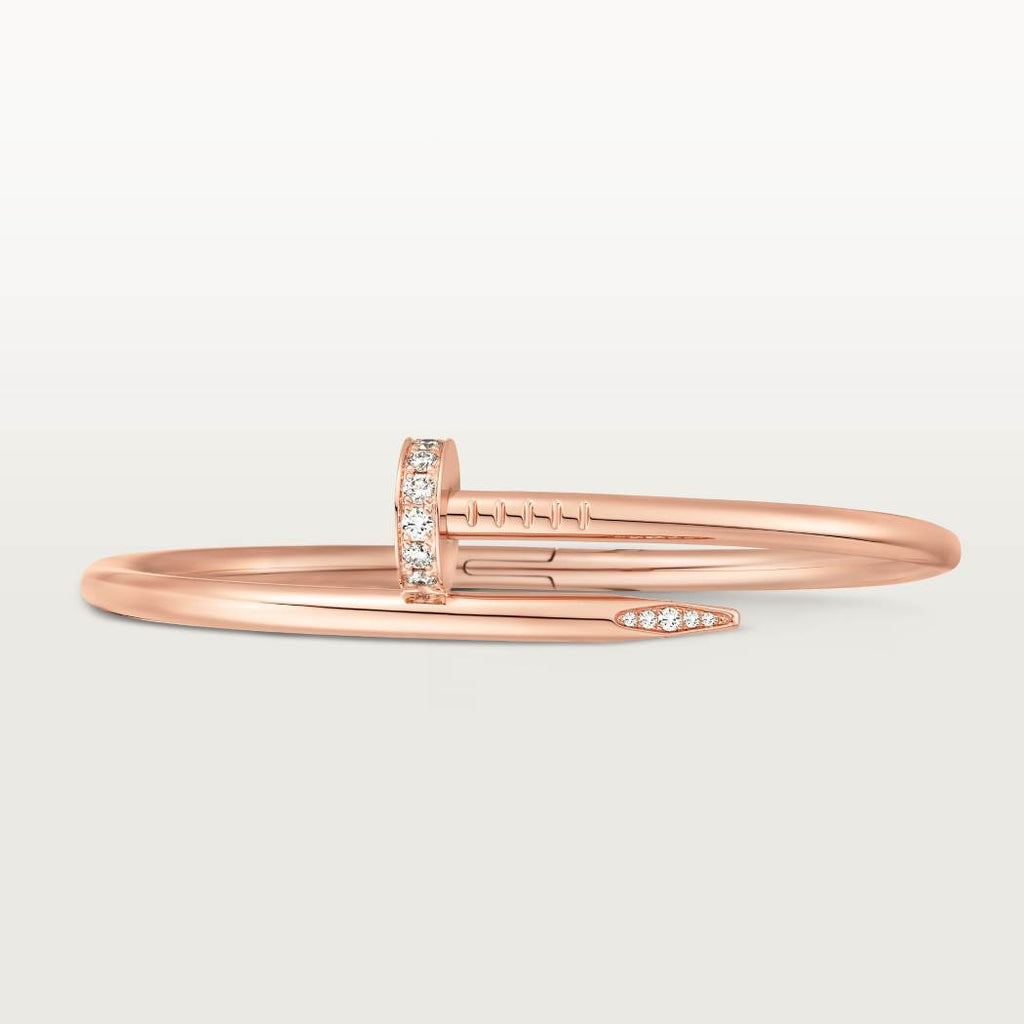 Cartier 18K rose gold small nail bracelet with inverted diamonds