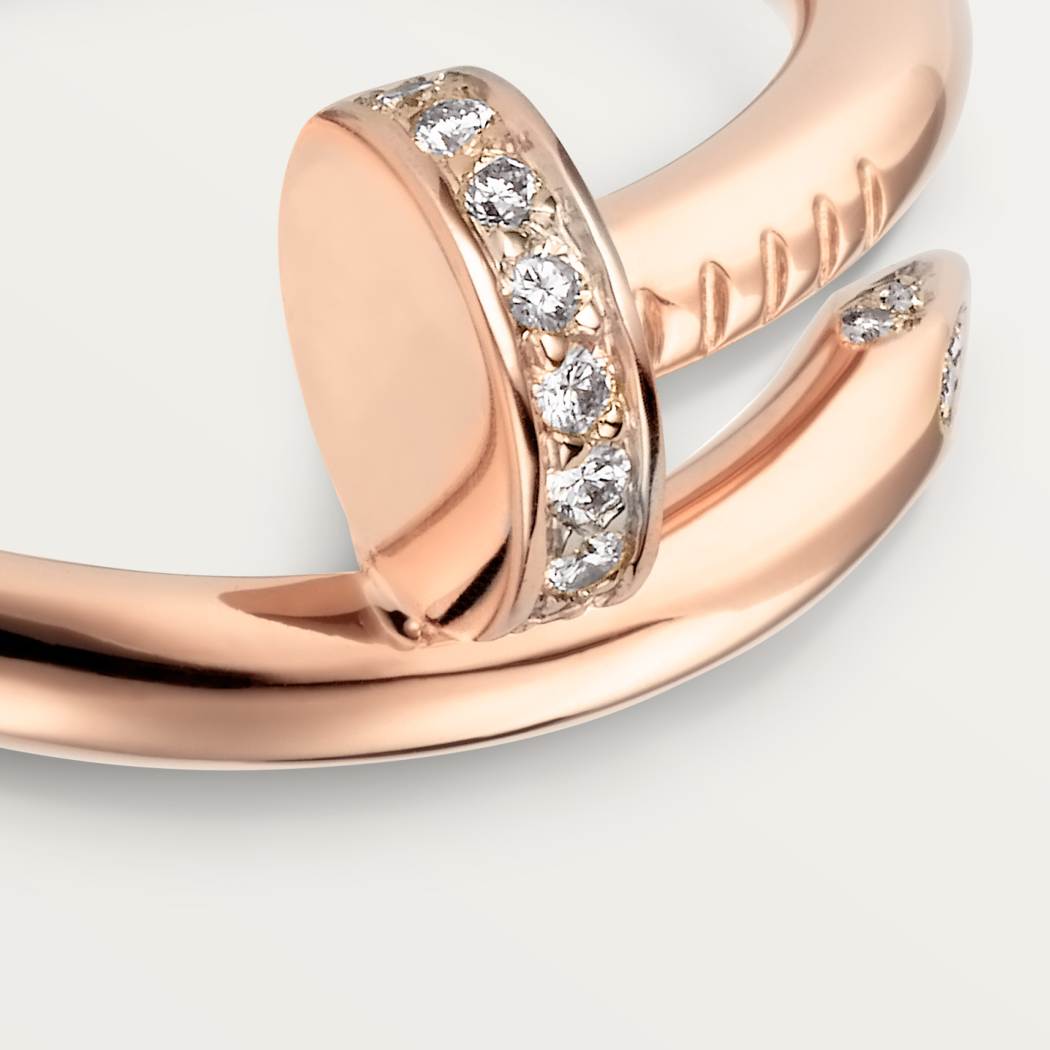 Cartier 18K rose gold nail ring with diamonds is available all sizes