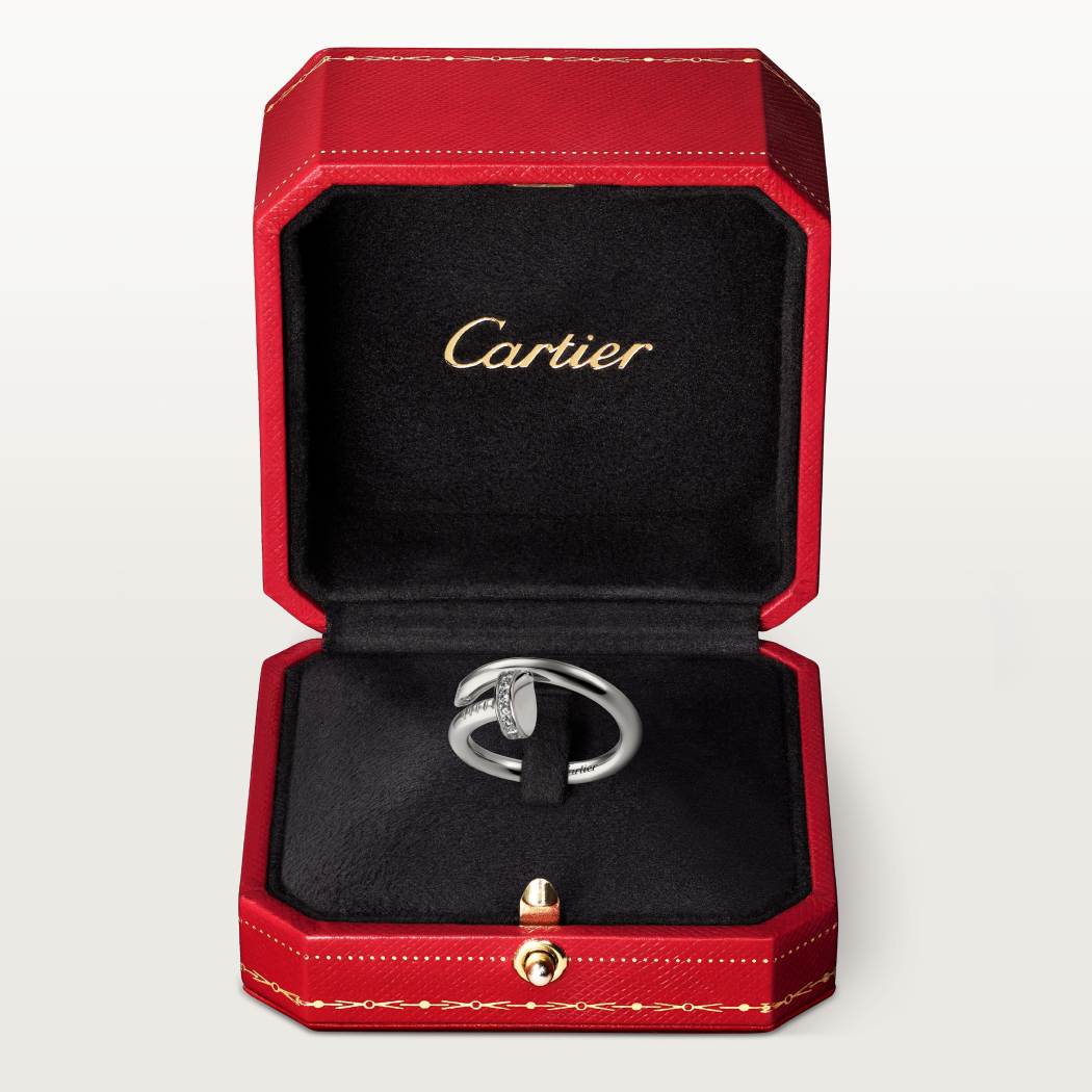 Cartier 18K white gold nail ring with diamonds is available all sizes