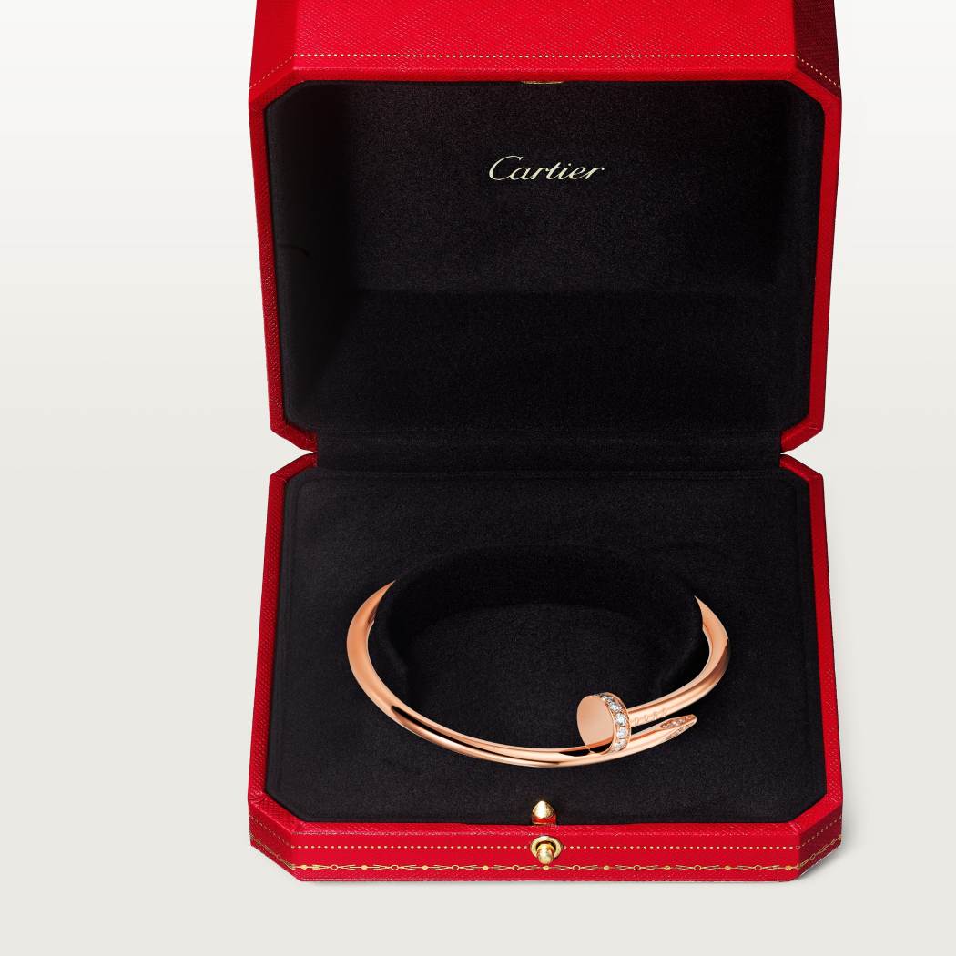 Cartier 18K rose gold small nail bracelet with inverted diamonds