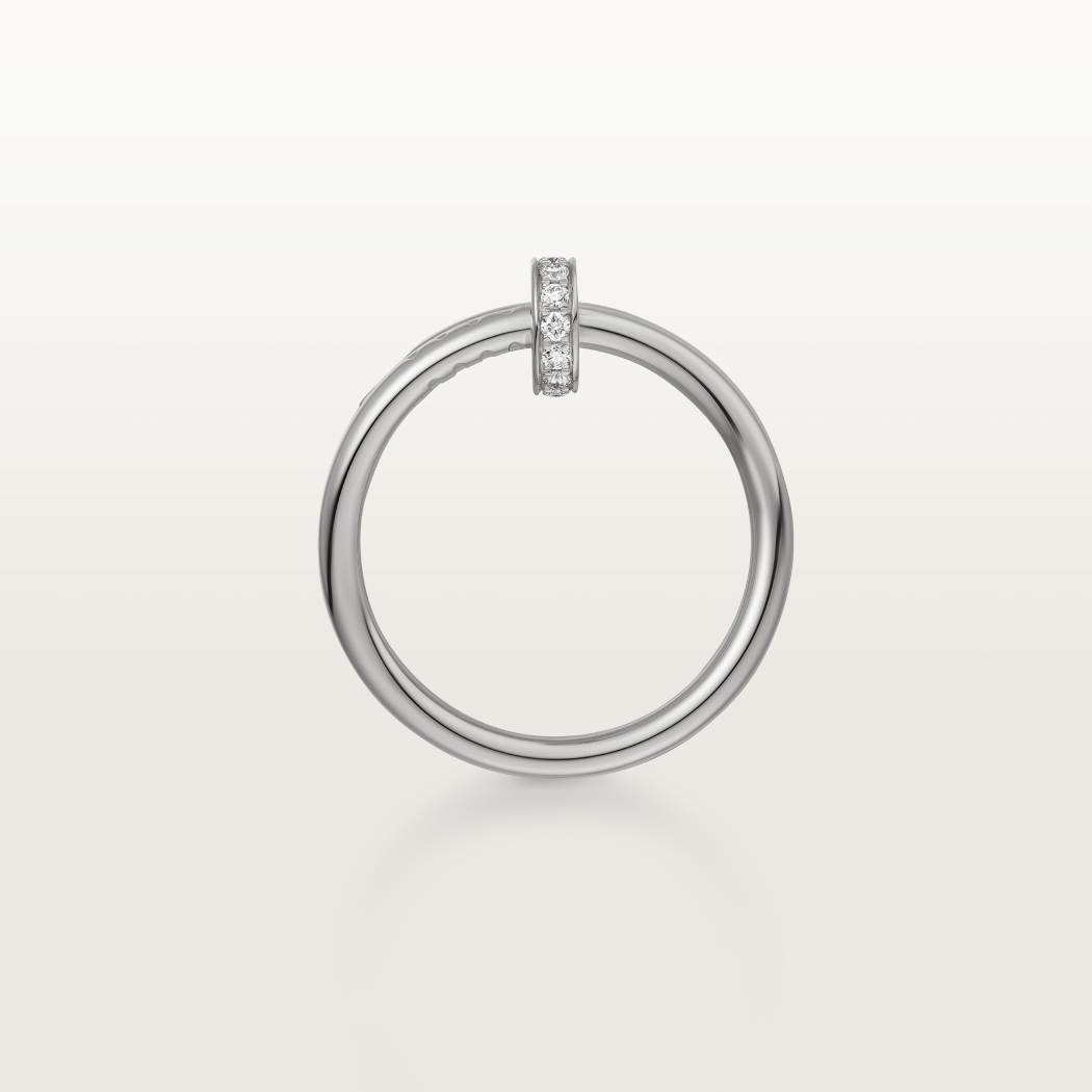 Cartier 18K white gold nail ring with double circles with diamonds