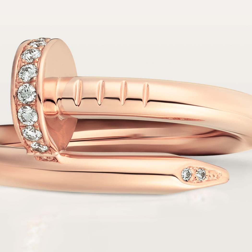 Cartier 18K rose gold nail ring with diamonds is available all sizes
