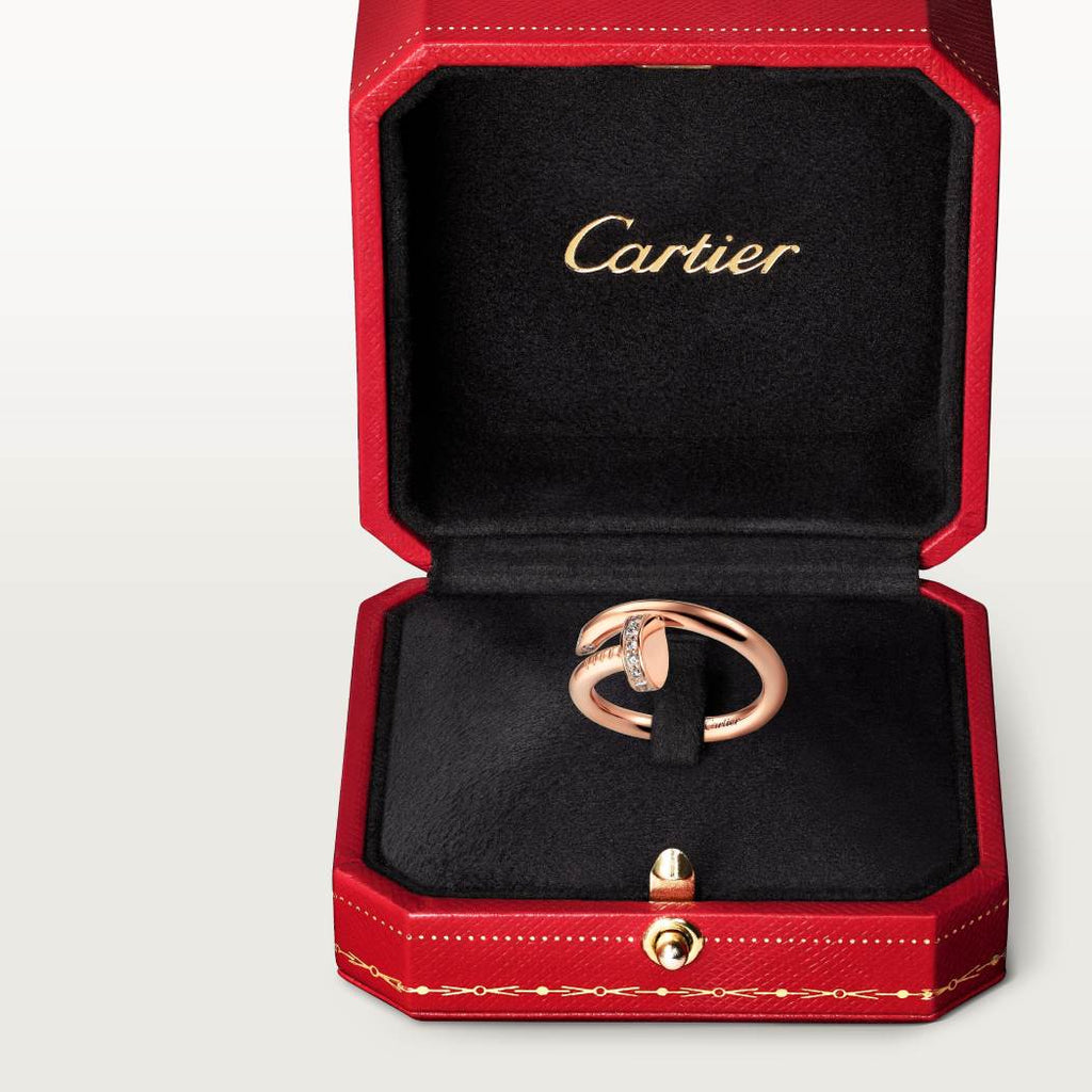 Cartier 18K rose gold nail ring with diamonds is available all sizes