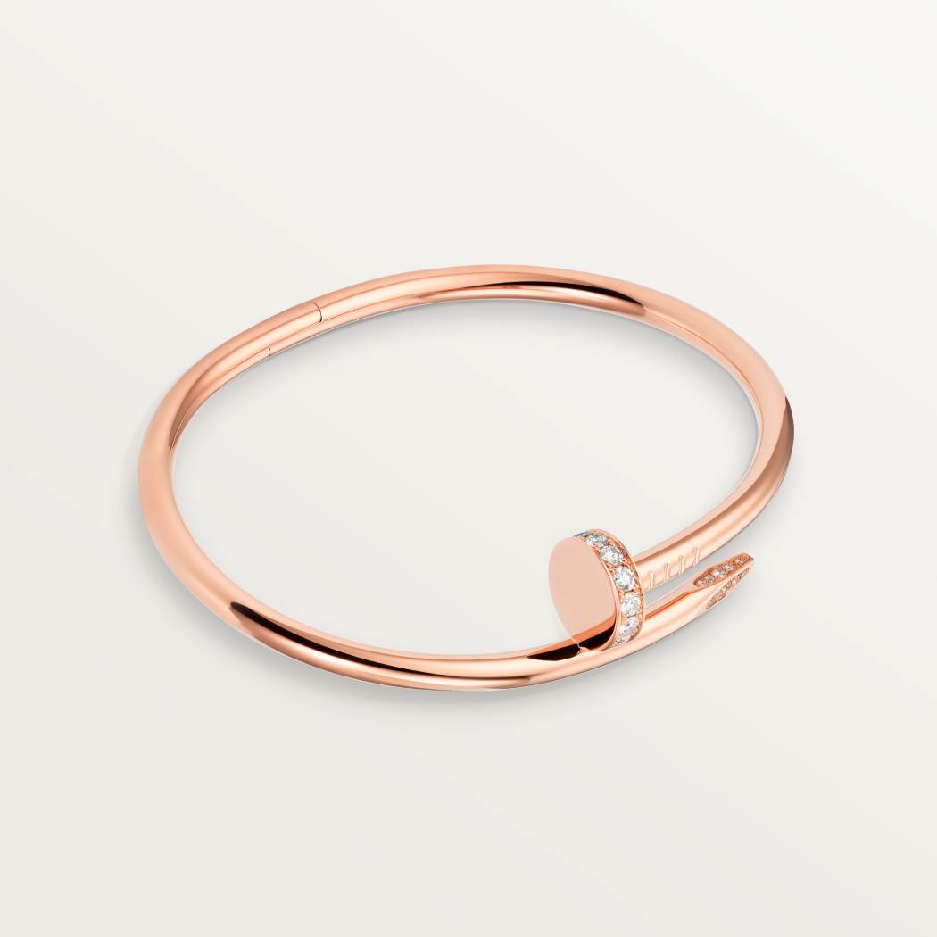 Cartier 18K rose gold small nail bracelet with inverted diamonds