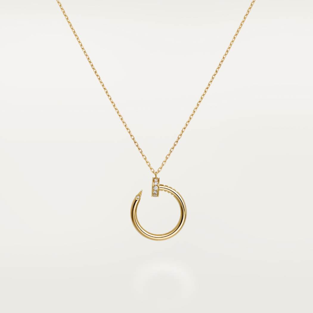 Cartier 18K gold nail pendant paired with a little diamond necklace JUSTE UN CLOU