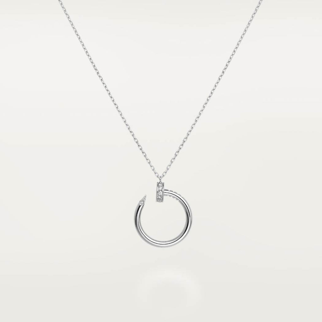 Cartier 18K white gold nail pendant paired with a little diamond necklace JUSTE UN CLOU