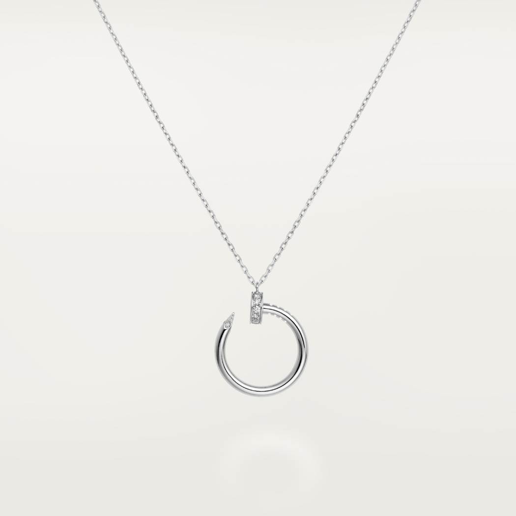 Cartier 18K white gold nail pendant paired with a little diamond necklace JUSTE UN CLOU