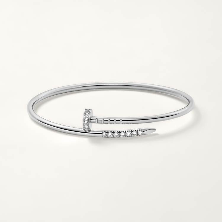 Cartier small 18K white gold nail bracelet with diamonds on both sides
