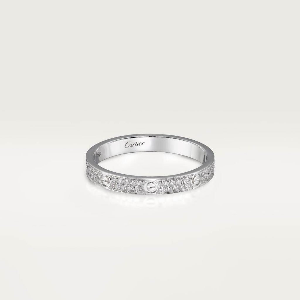 Cartier 18K white gold LOVE small ring with 2 rows of diamonds