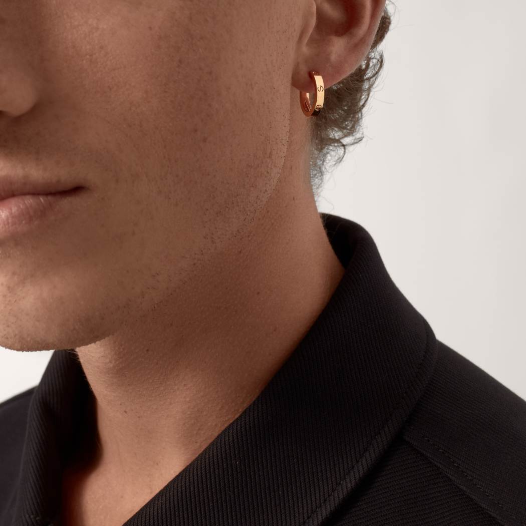 Cartier 18K rose gold LOVE round 2-ring earrings without diamonds