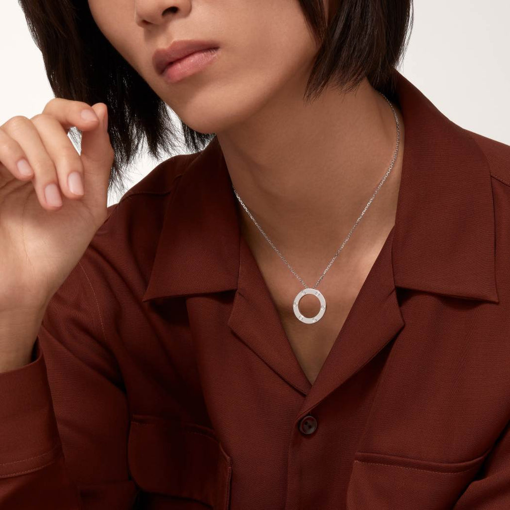 Cartier 18K white gold LOVE pendant necklace without diamonds