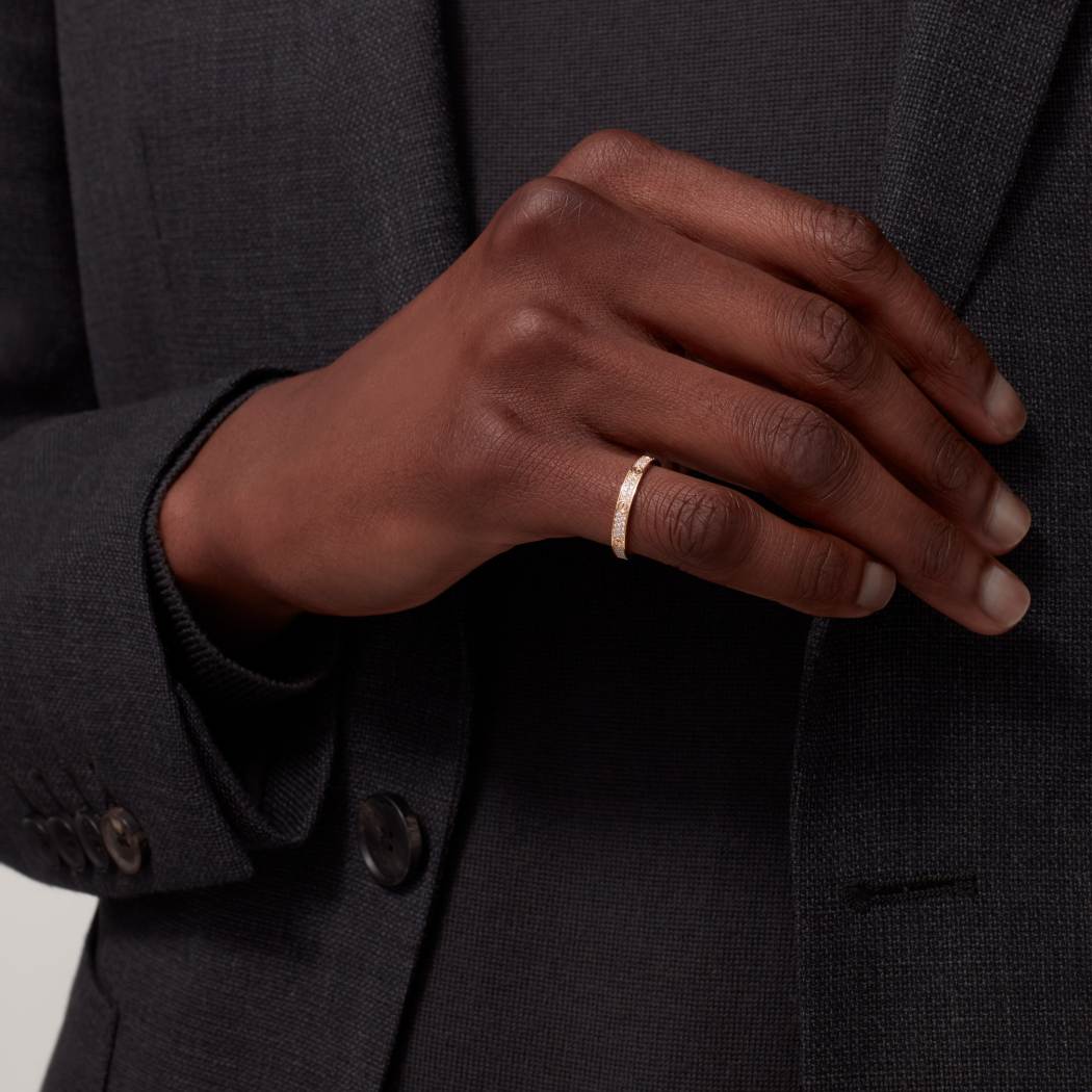 Cartier 18K gold LOVE small ring with 2 rows of diamonds