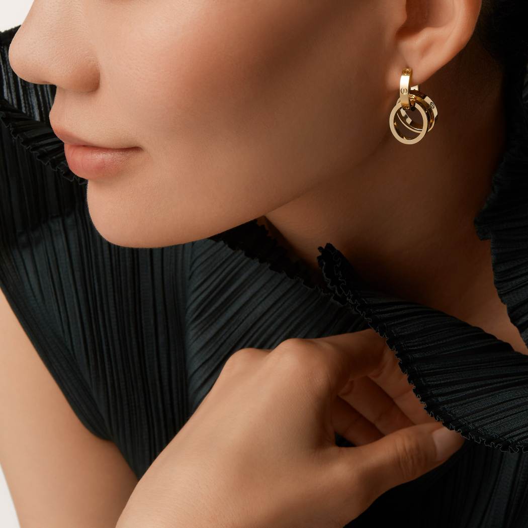 Cartier 18K gold LOVE round 2-ring earrings without diamonds