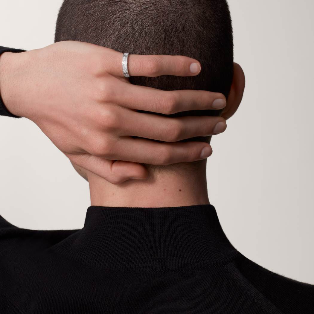 Cartier 18K Wihte gold LOVE ring 5mm with 3 rows of diamonds