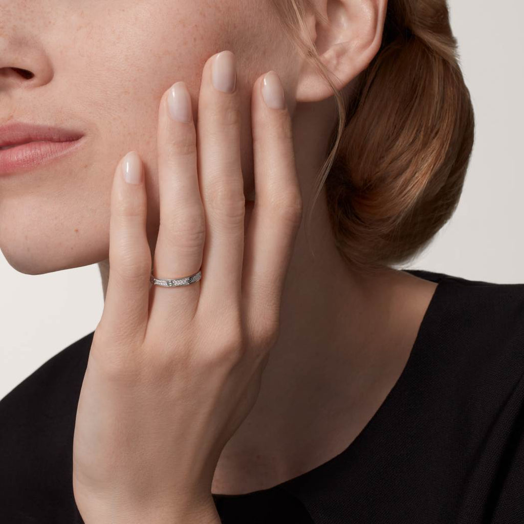 Cartier 18K white gold LOVE small ring with 2 rows of diamonds
