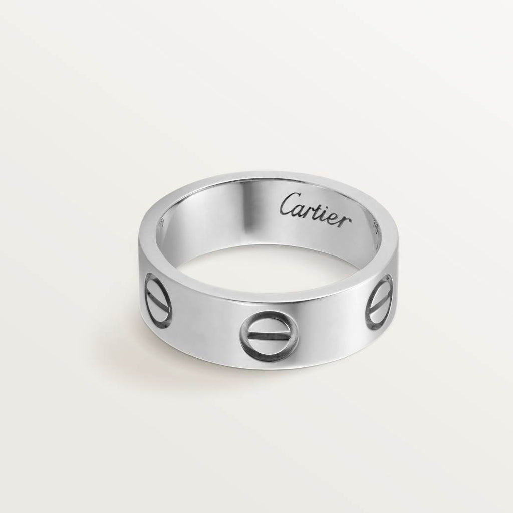 Cartier 18K white gold classic LOVE ring 5mm wide without diamonds