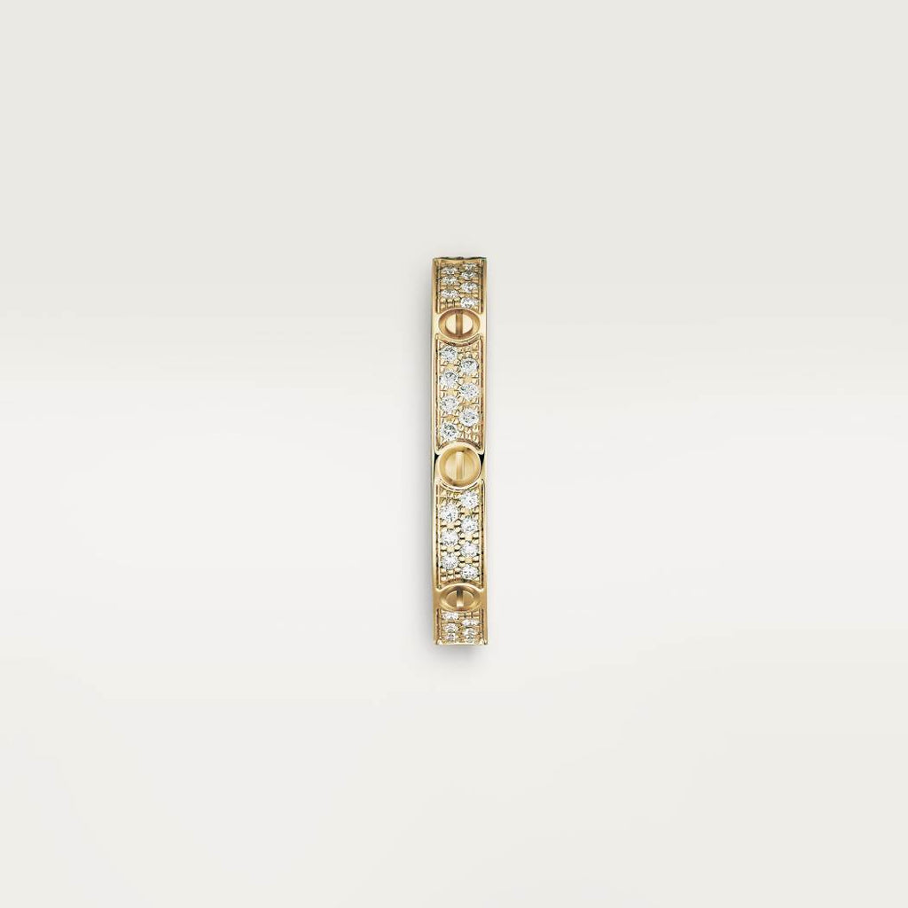 Cartier 18K gold LOVE small ring with 2 rows of diamonds