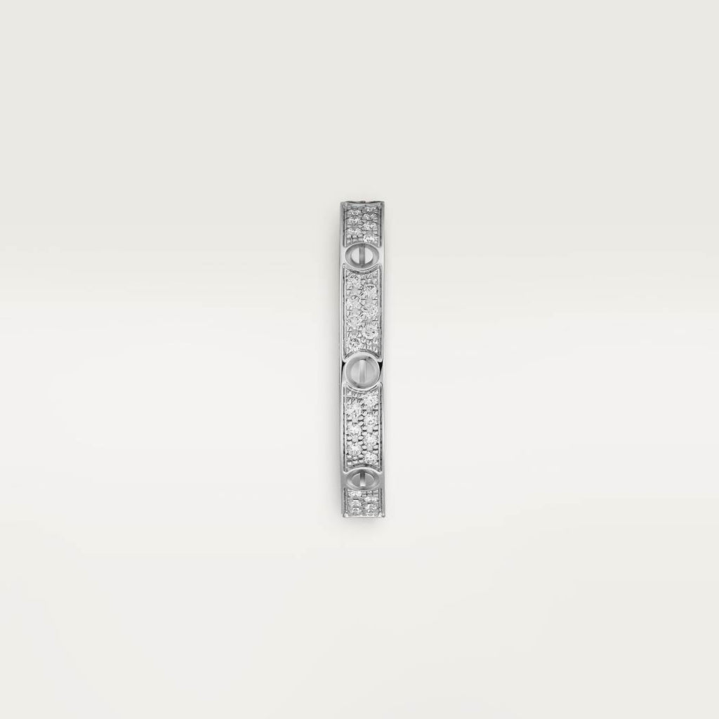 Cartier 18K white gold LOVE small ring with 2 rows of diamonds