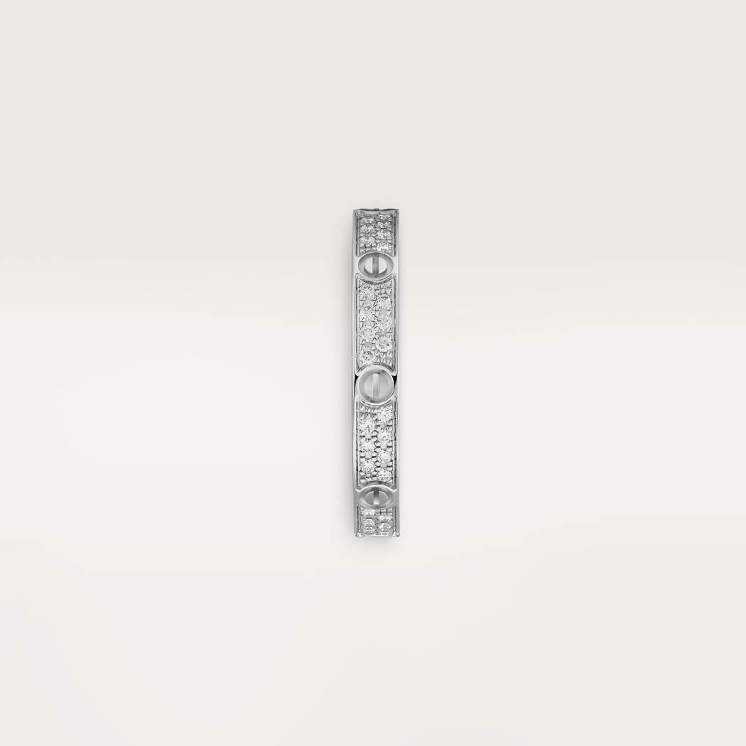 Cartier 18K white gold LOVE small ring with 2 rows of diamonds