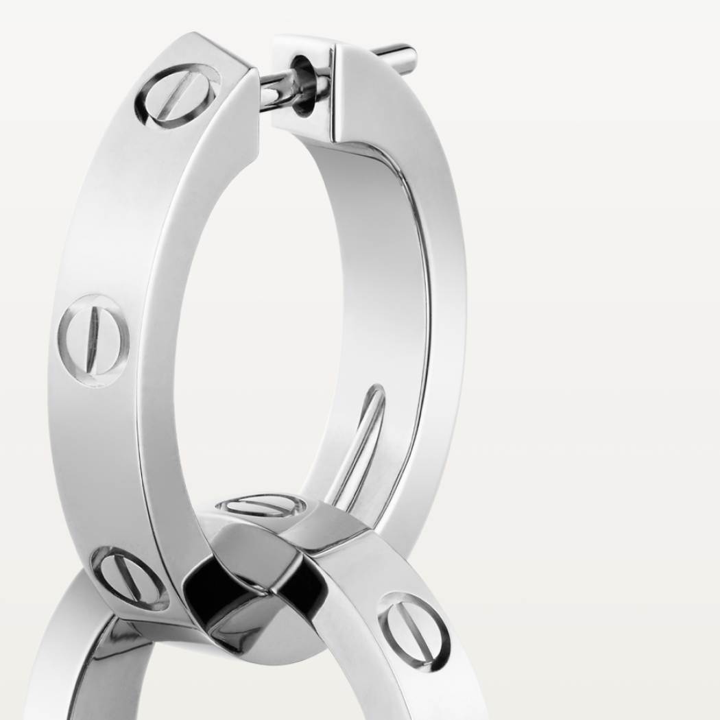 Cartier 18K white gold LOVE round 2-ring earrings without diamonds