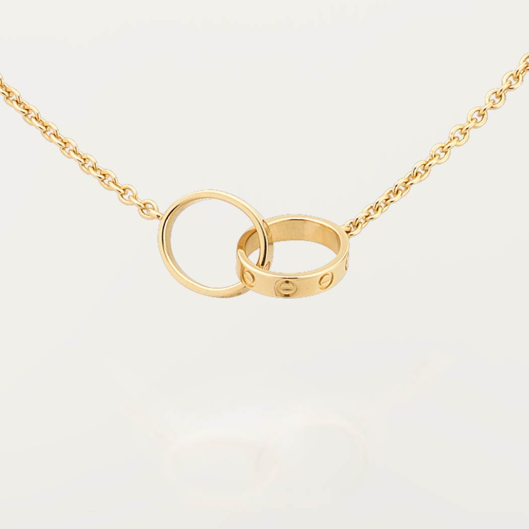 Cartier 18K gold LOVE two-ring pendant necklace without diamonds