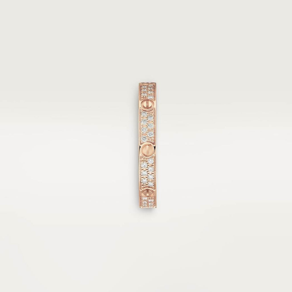 Cartier 18K rose gold LOVE small ring with 2 rows of diamonds