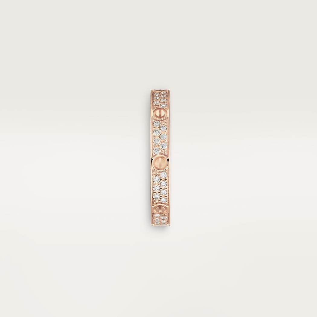 Cartier 18K rose gold LOVE small ring with 2 rows of diamonds