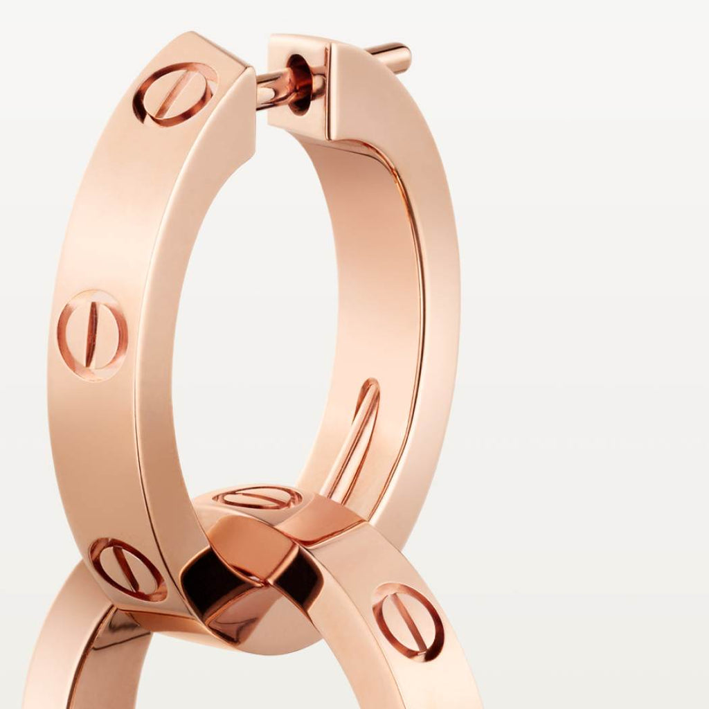 Cartier 18K rose gold LOVE round 2-ring earrings without diamonds