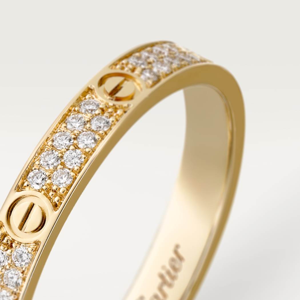 Cartier 18K gold LOVE small ring with 2 rows of diamonds